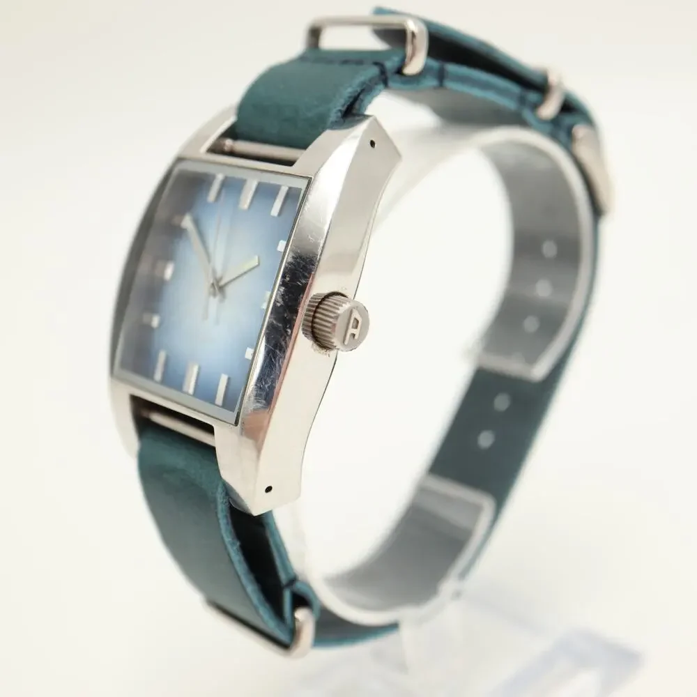 Diesel Men's Silver Tone Blue Sunburst Watch Blue Leather DZ1032 w New Battery